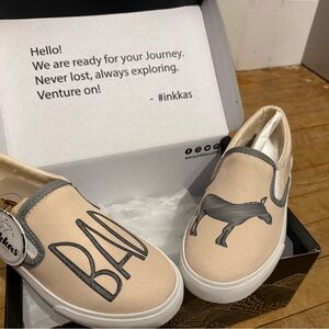 Inkkas Gray and White Slip-On Shoes